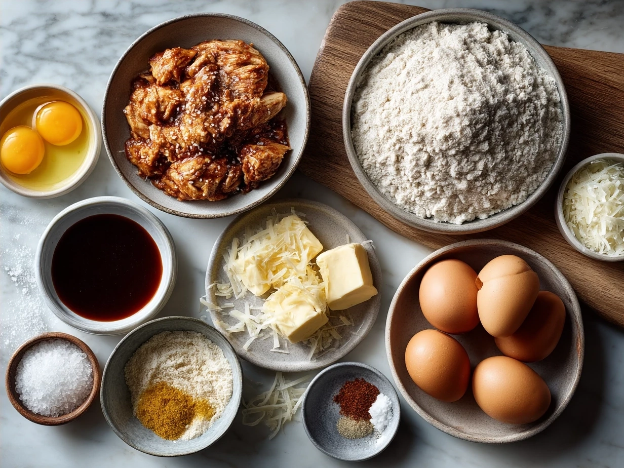 Ingredients for BBQ Chicken Sliders laid out on a table