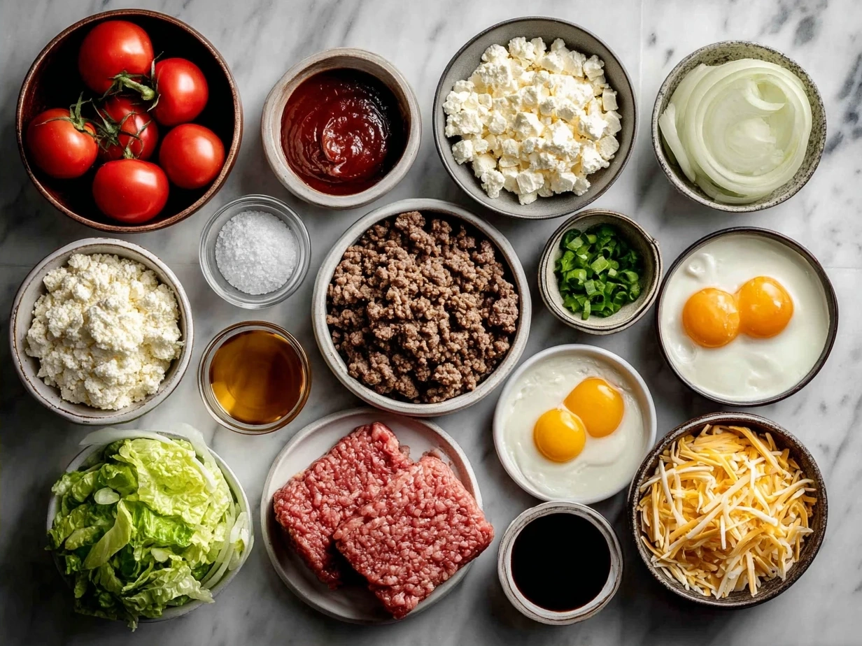 Ingredients for Cheeseburger Sliders on Hawaiian Rolls