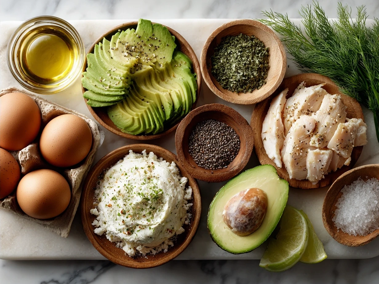 Ingredients for Chicken Avocado Ranch Burritos