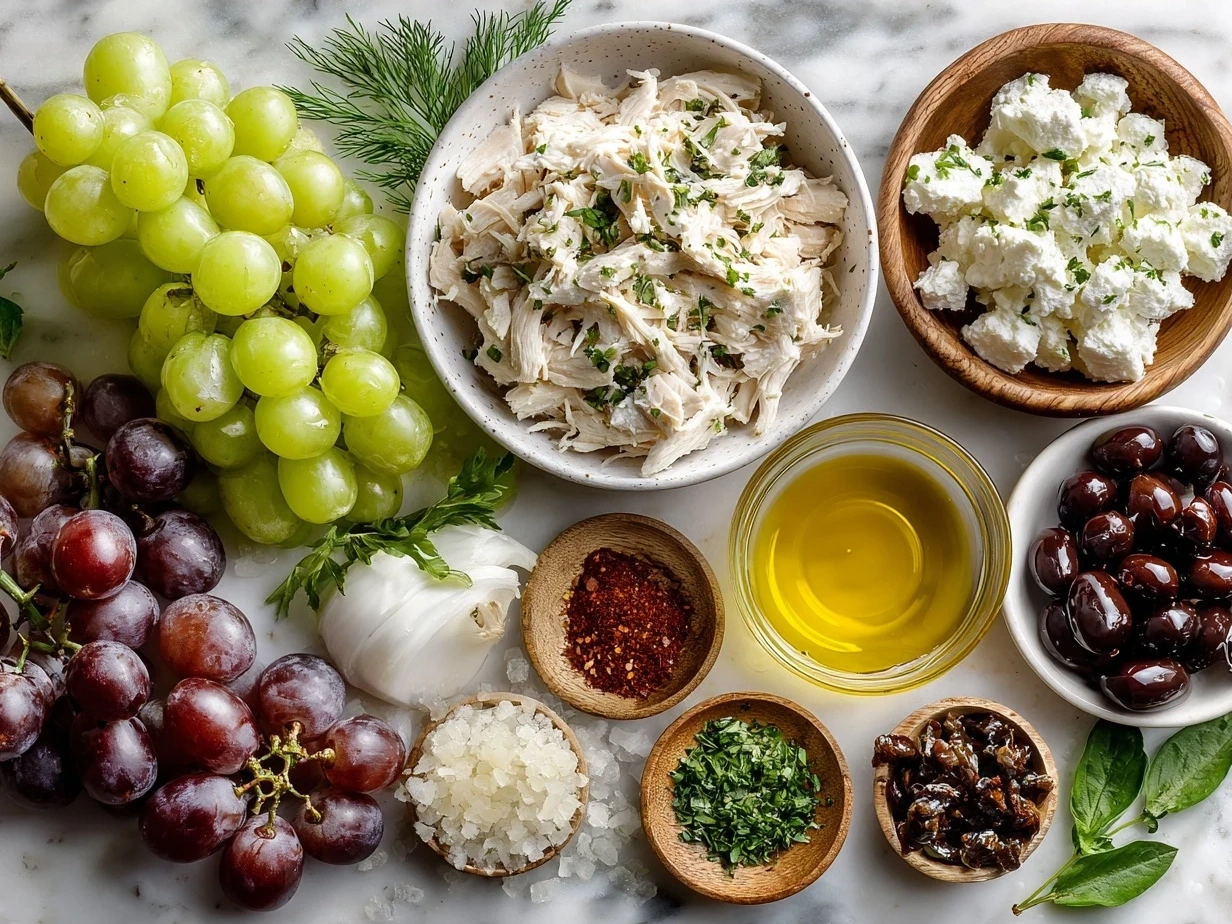 Ingredients for Chicken Salad Chick Grape Salad