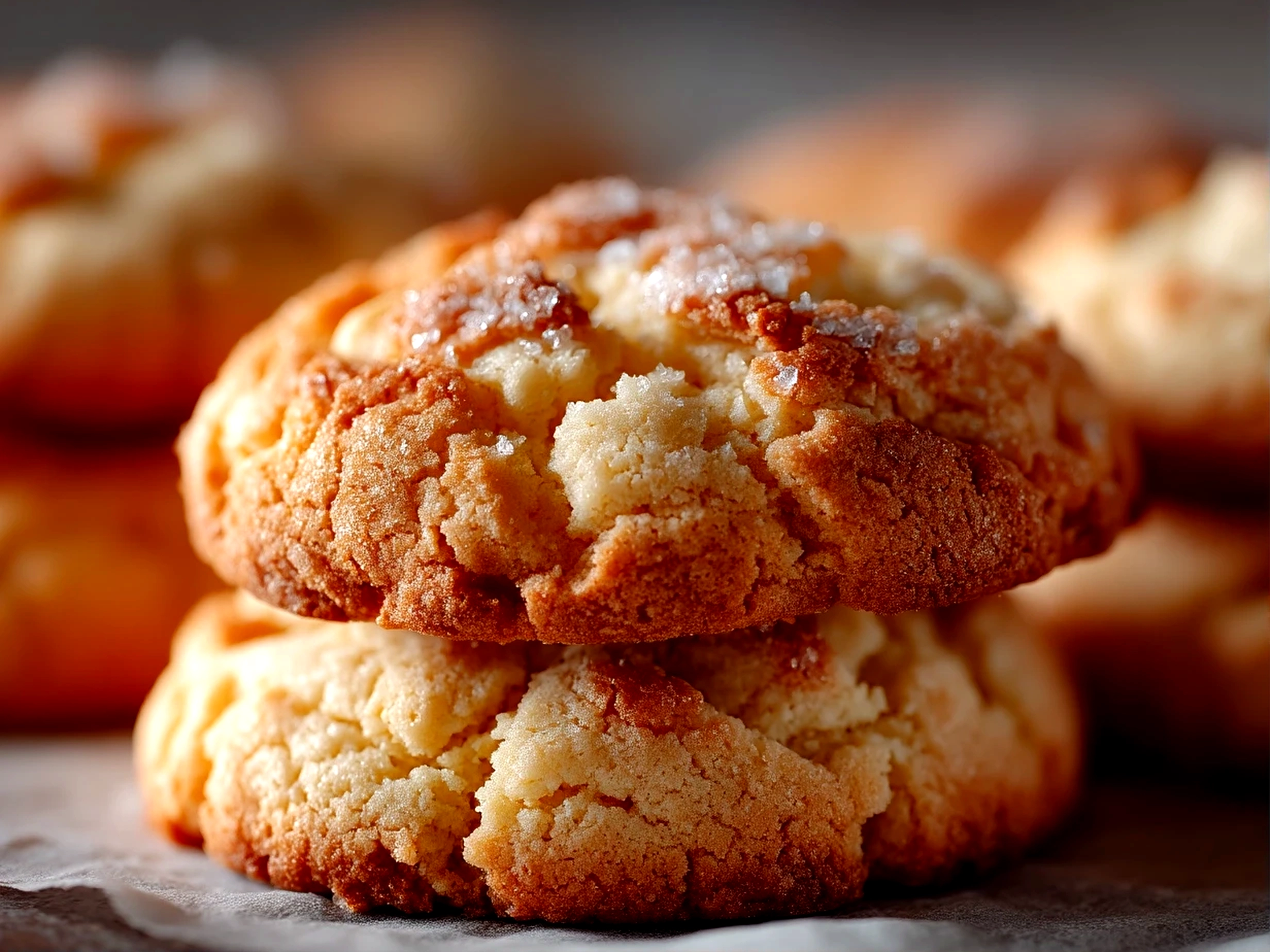 Close-up texture of a freshly baked soft Cake Mix Cookie showing pillowy softness.
