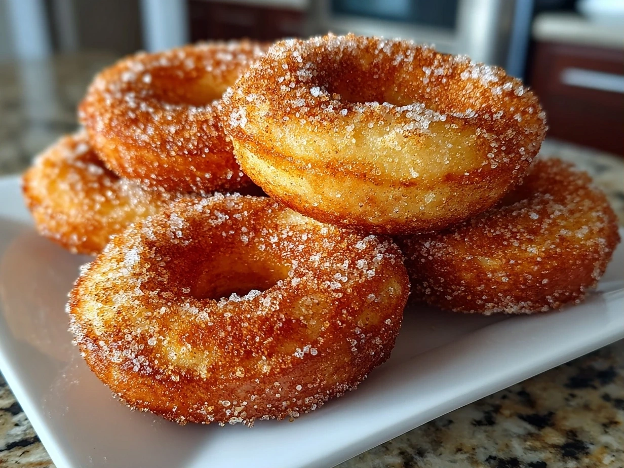 Close-up of freshly prepared apple cider donuts