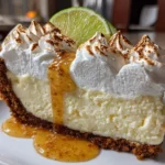 Freshly prepared Key Lime Pie on white plate