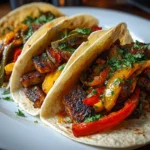 Freshly prepared vegan fajitas on white plate