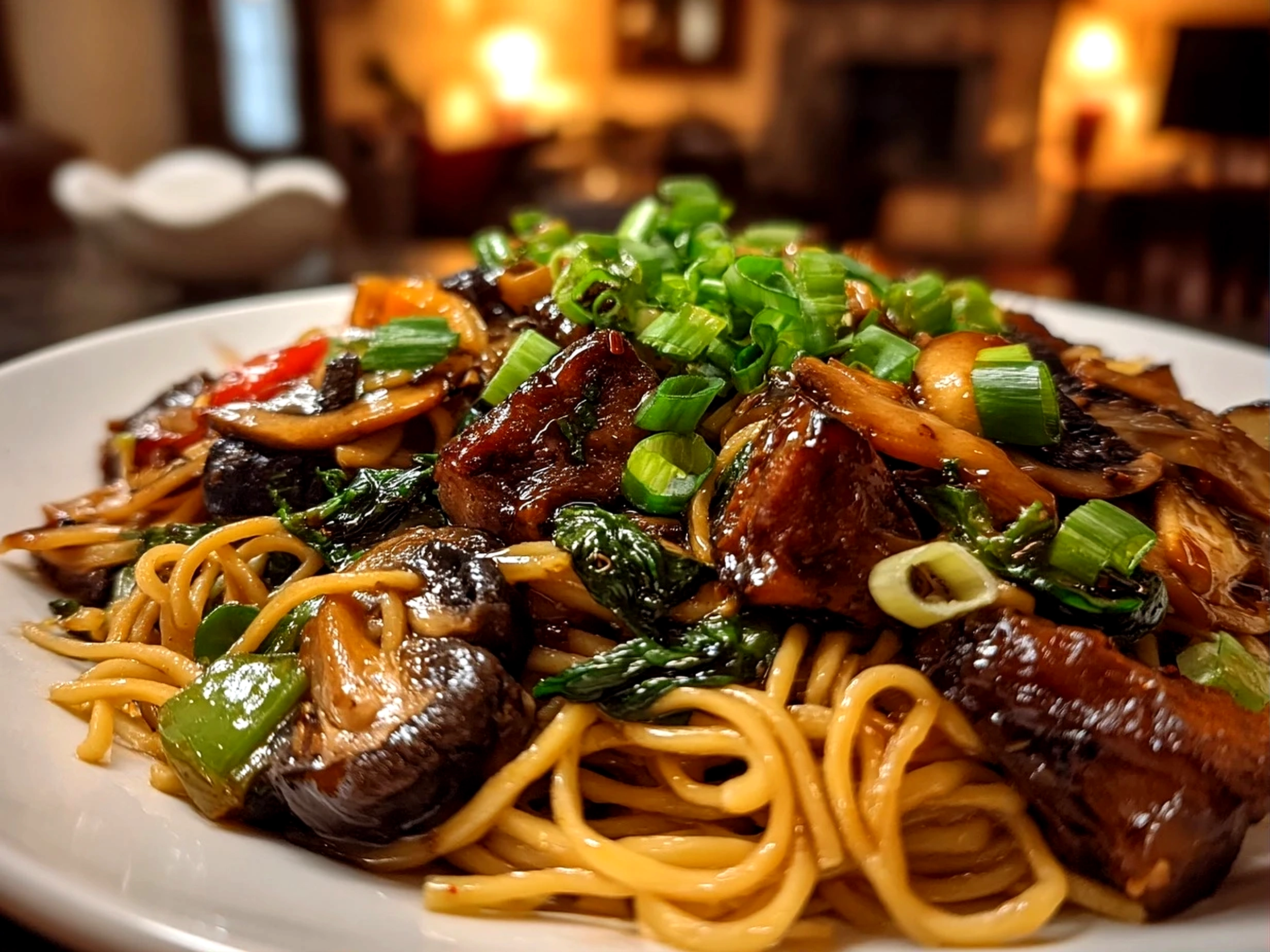 Freshly prepared Vegan Teriyaki Noodle Bowl
