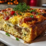 Homemade Christmas Breakfast Casserole close-up