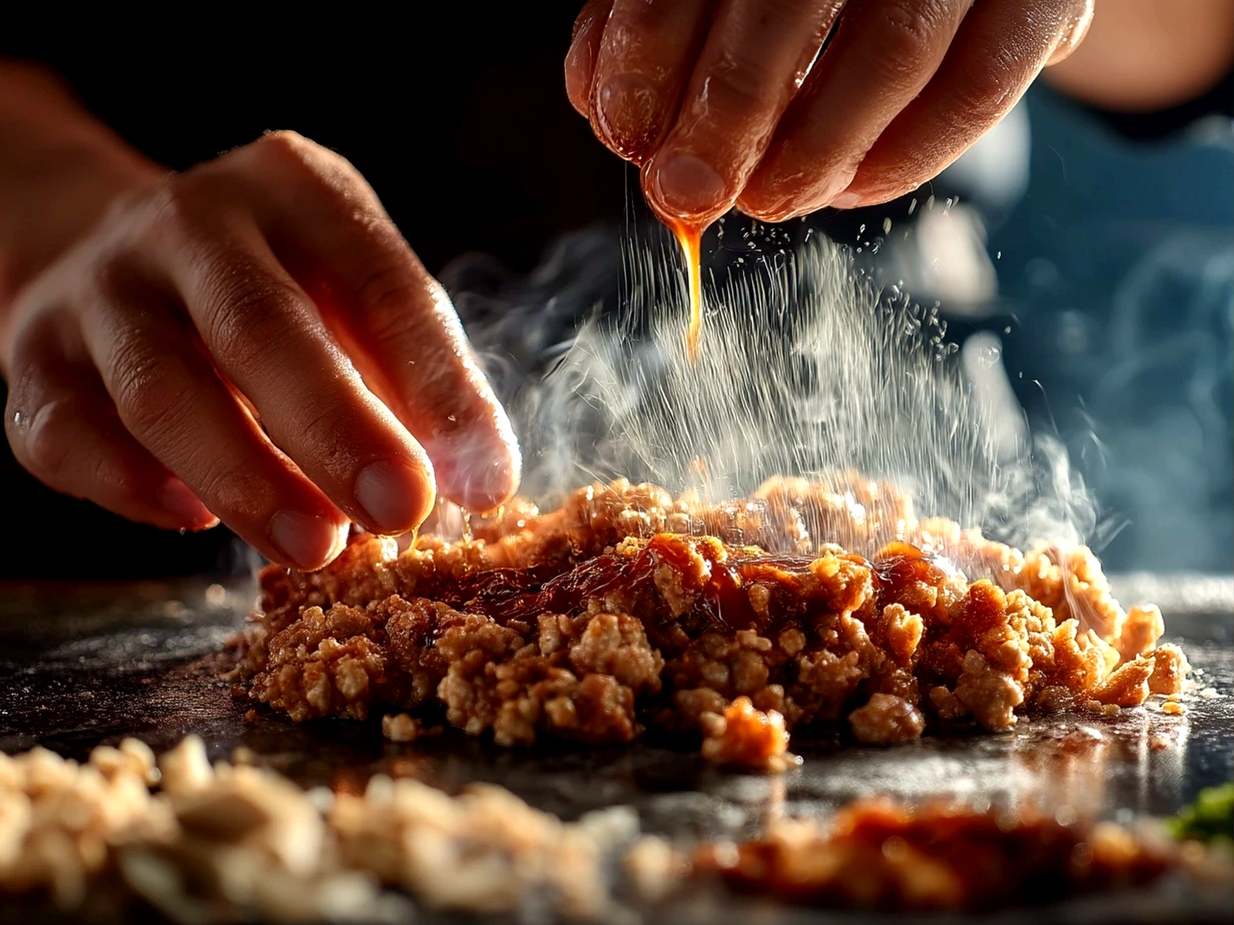 Plated Honey Garlic Ground Turkey served with rice and steamed vegetables