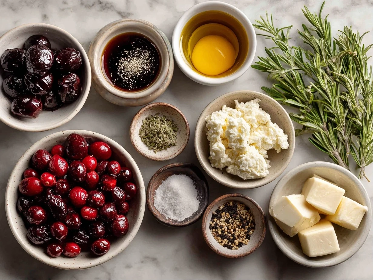 Ingredients for Cranberry Jalapeño Dip laid out on a kitchen counter