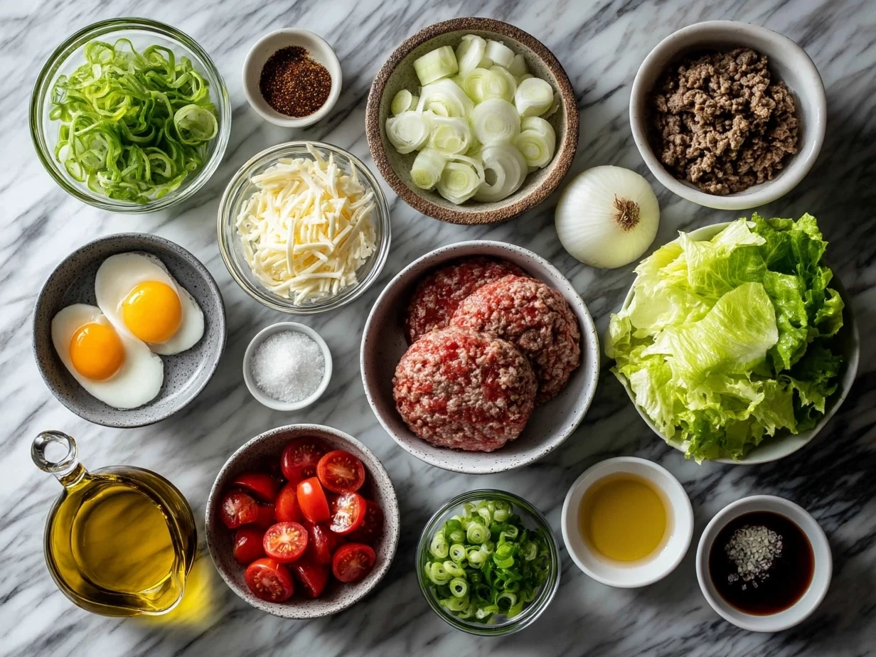 Ingredients for Loaded Big Mac Sliders laid out neatly