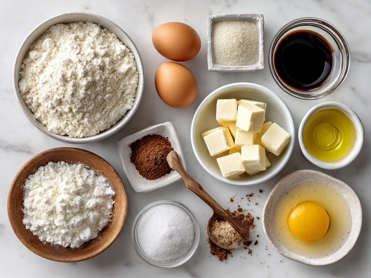 Ingredients for protein pancakes laid out on a counter