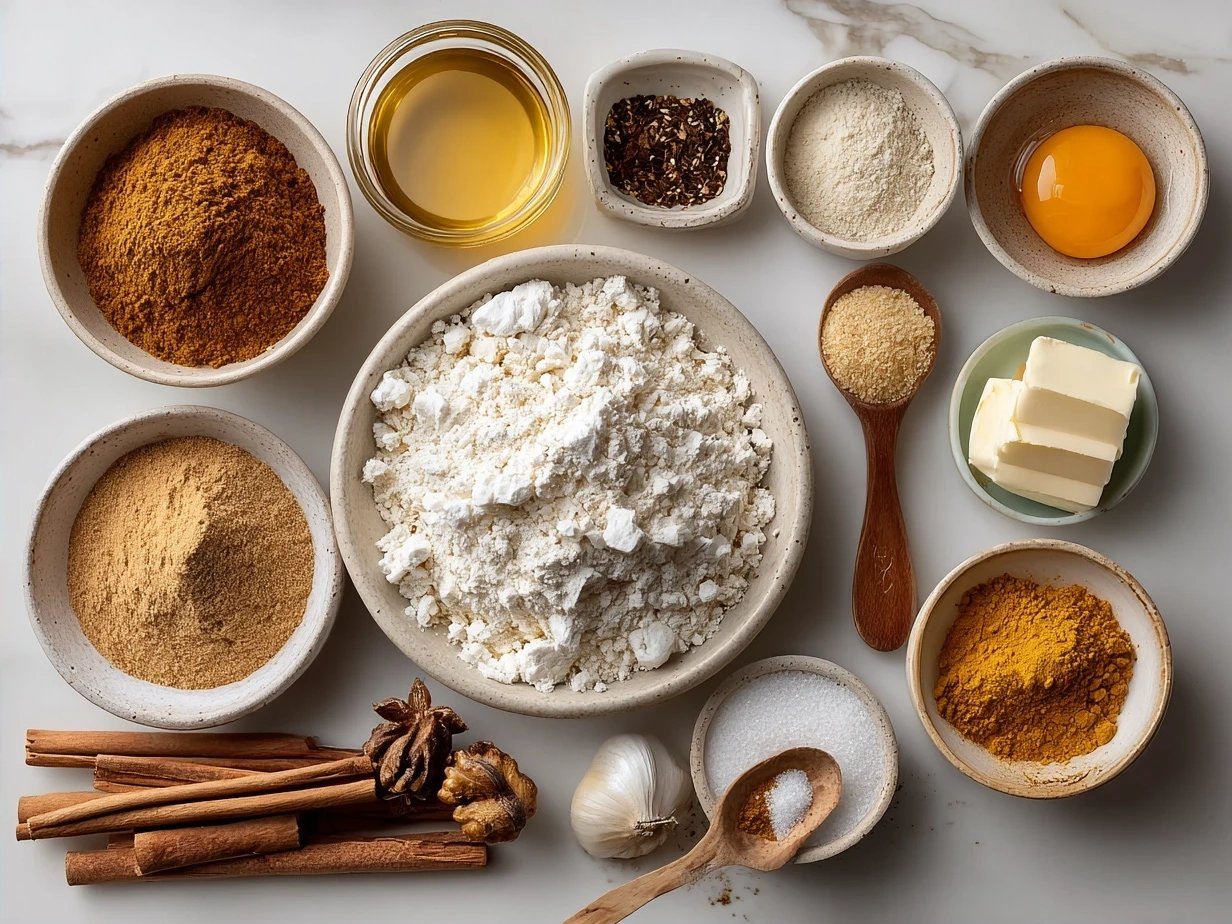 Ingredients for Pumpkin Fluff including canned pumpkin puree, cream cheese, mini marshmallows, pumpkin pie spice, vanilla extract, and powdered sugar