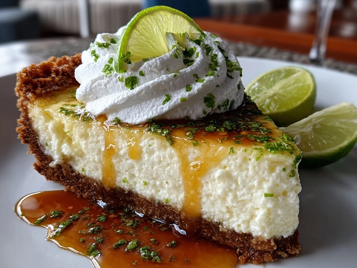 Close-up of a finished Key Lime Pie