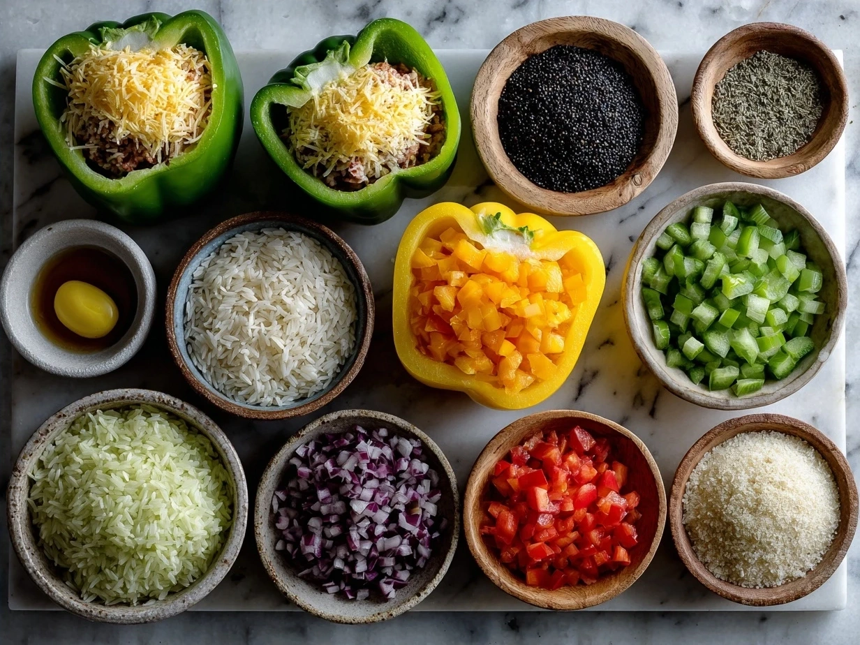 Ingredients for Stuffed Bell Pepper Rice Boats