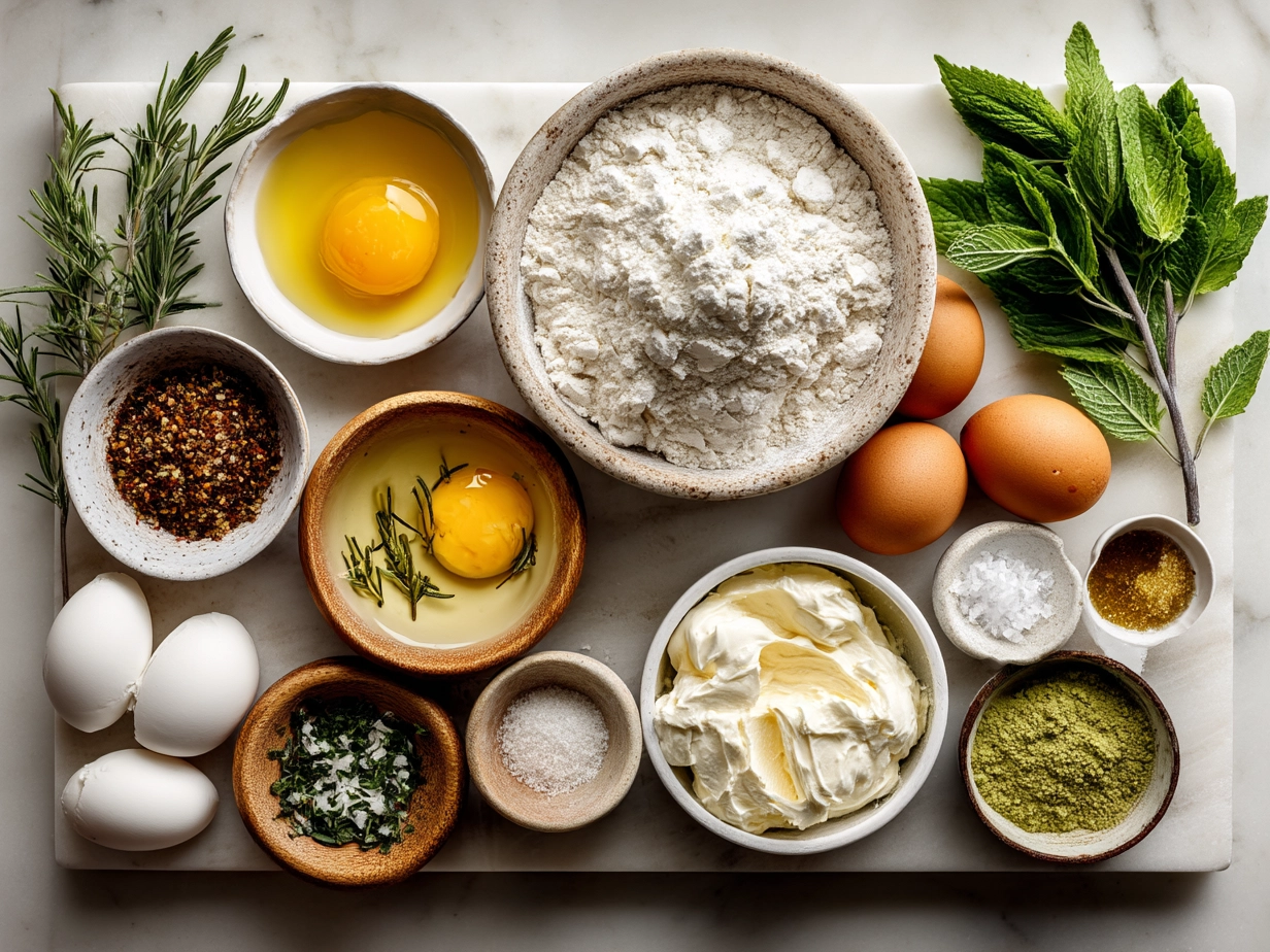 Ingredients for 3 Ingredient Creamy Yogurt Cake including Greek yogurt, flour, and eggs