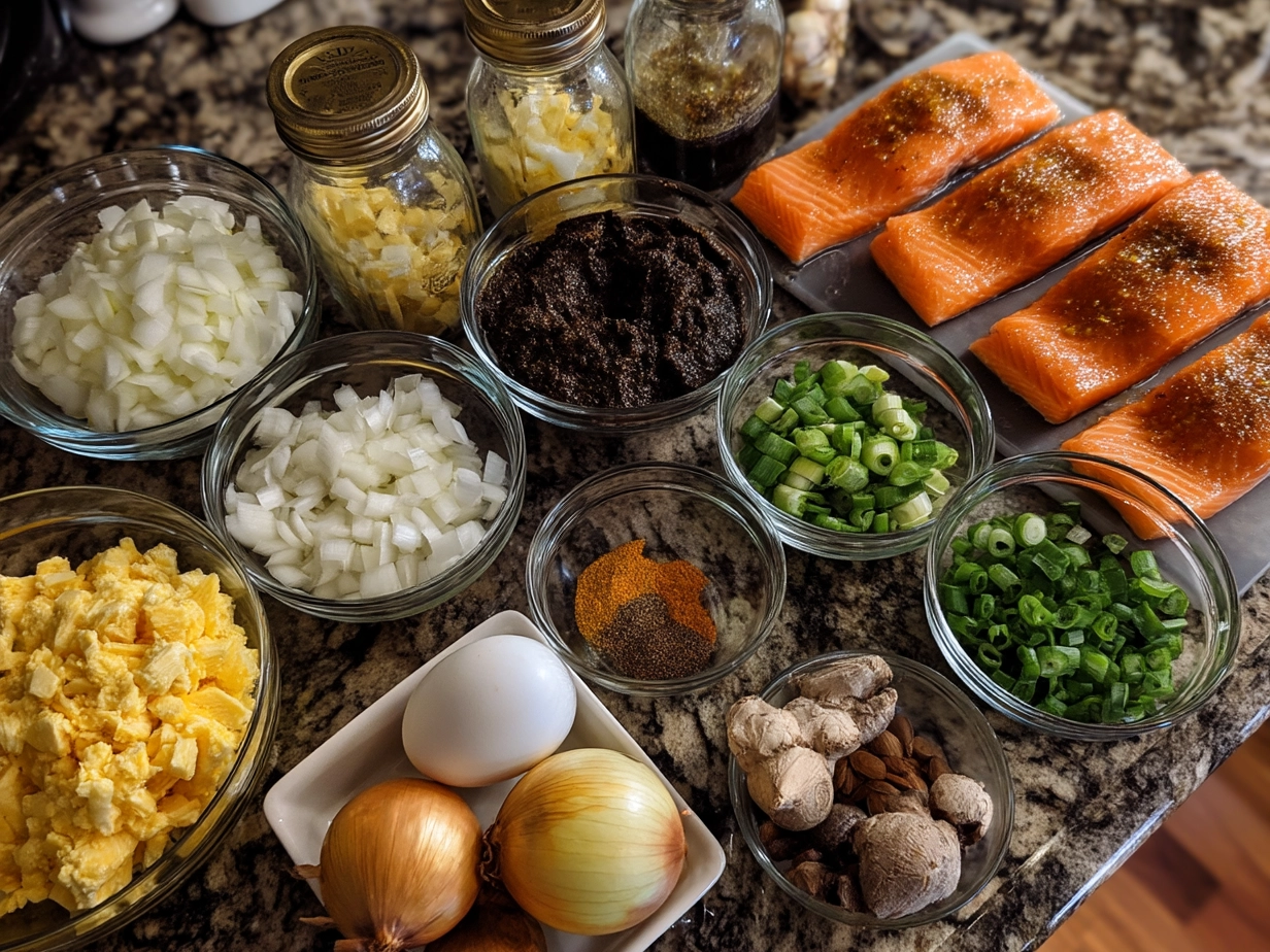 Ingredients for Caribbean-Style Coconut Curry Salmon