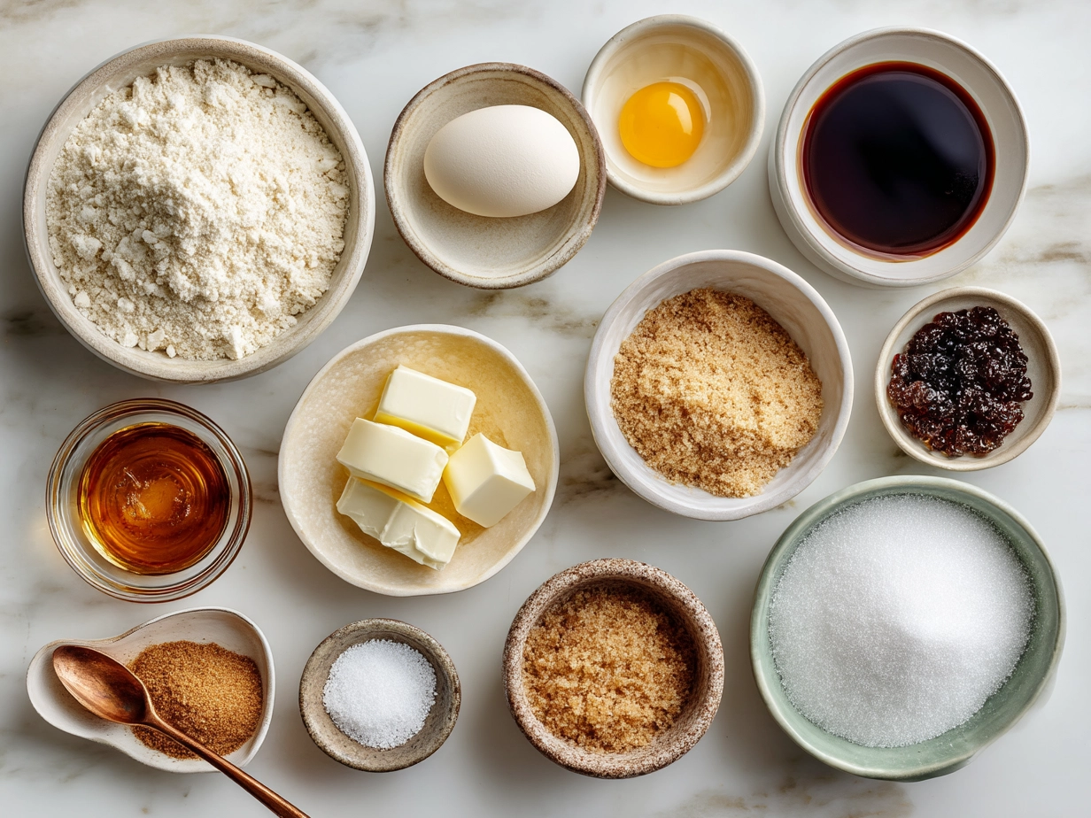 Ingredients for Creme Brulee Cookies laid out neatly