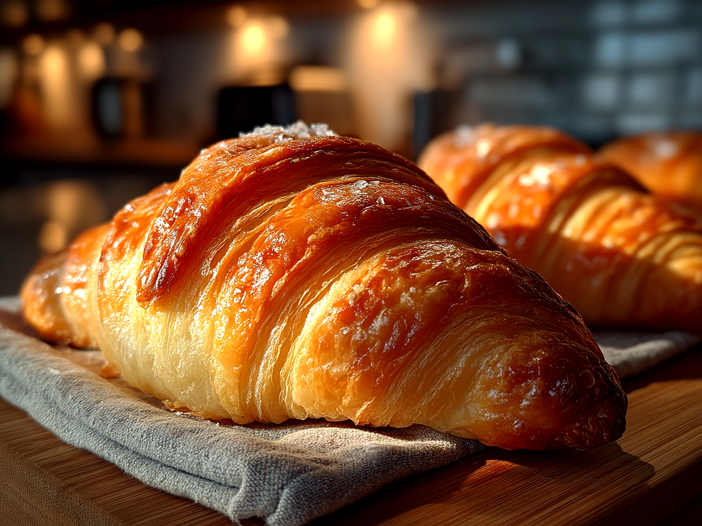 Freshly baked French Croissant ready to serve