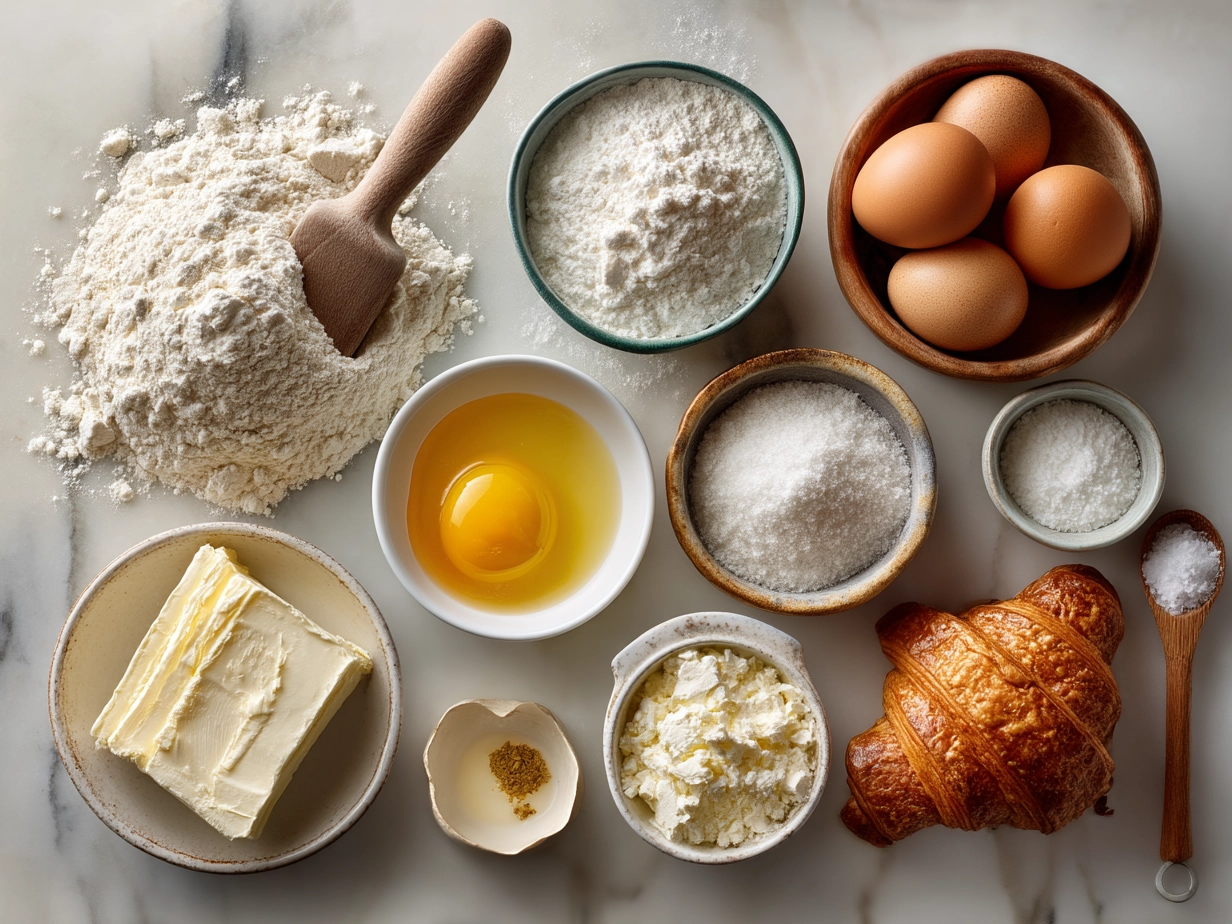 Ingredients for making French Croissant