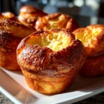 Freshly prepared sourdough popovers on white plate