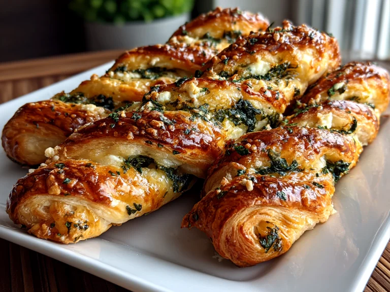 Freshly prepared Spinach and Feta Puff Pastry Twists