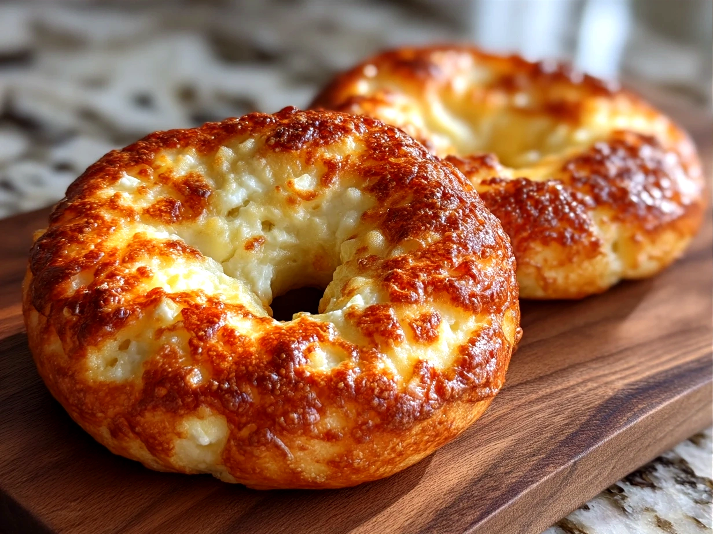 Freshly baked Gluten-Free Greek Yogurt Bagels served with toppings