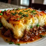 Home chef, taken with iPhone 14. Close-up slight angle of comforting Shepherds Pie on white plate. Warm appetizing --ar 4:3 --style raw --s 270