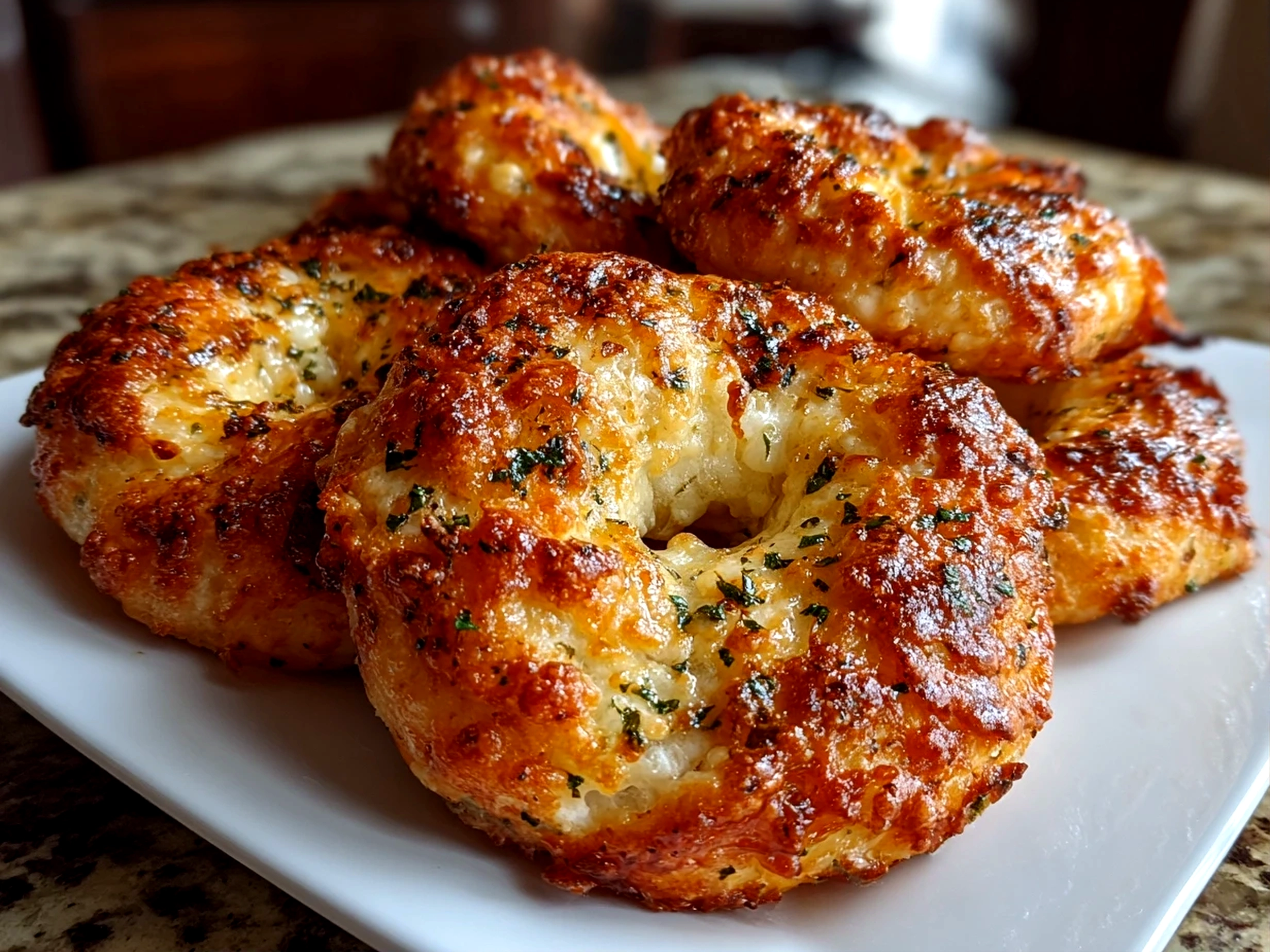 Homemade Garlic-Parmesan Cottage Cheese Bagels Freshly Baked