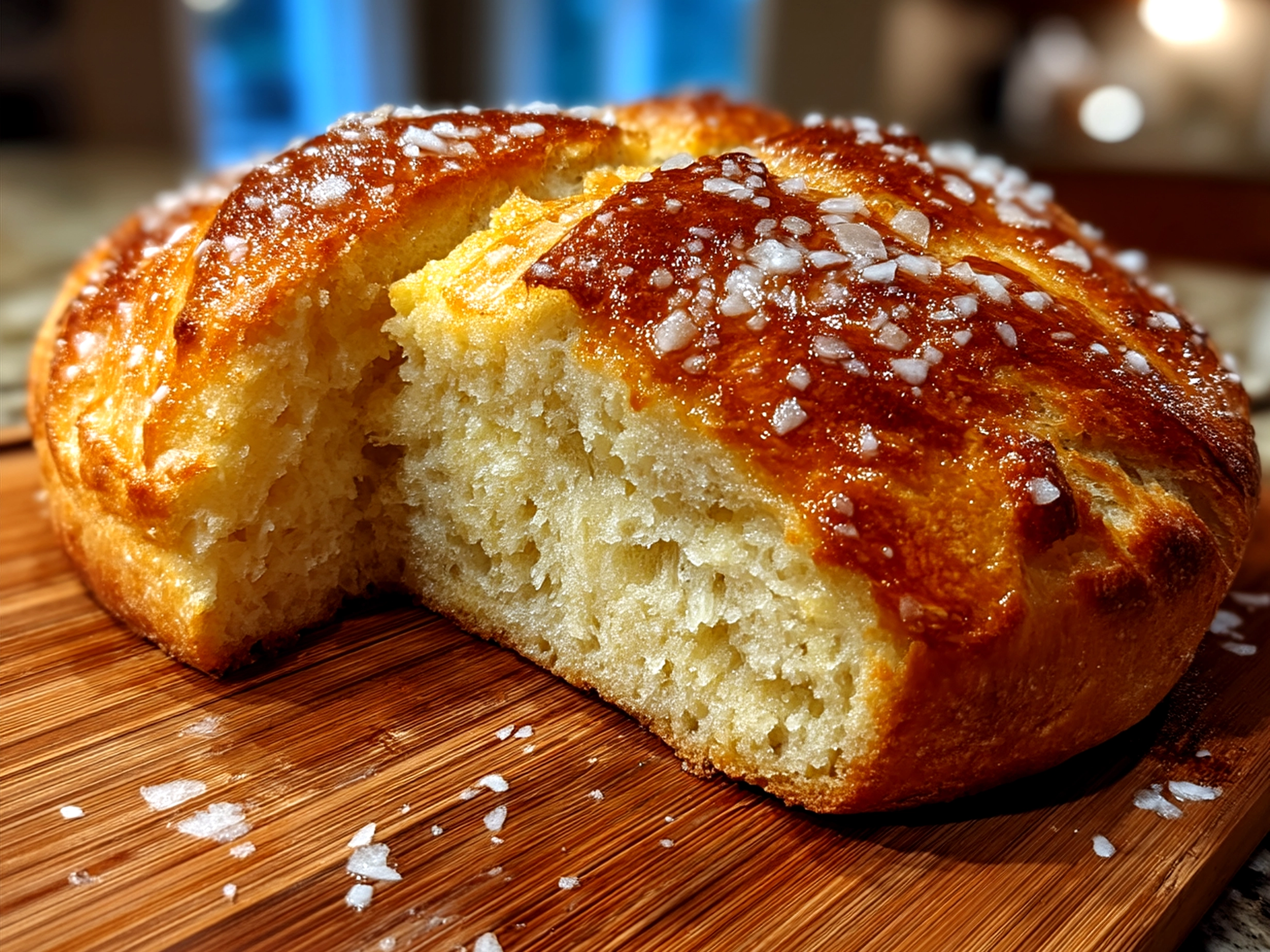 Freshly baked Homemade Bread sliced and ready to serve with butter