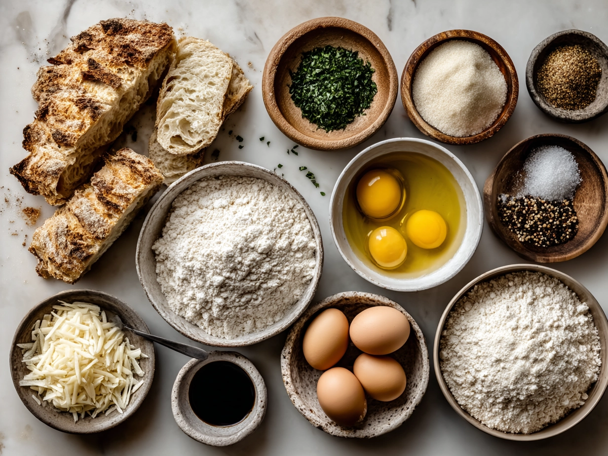 Ingredients for Homemade Italian Bread laid out