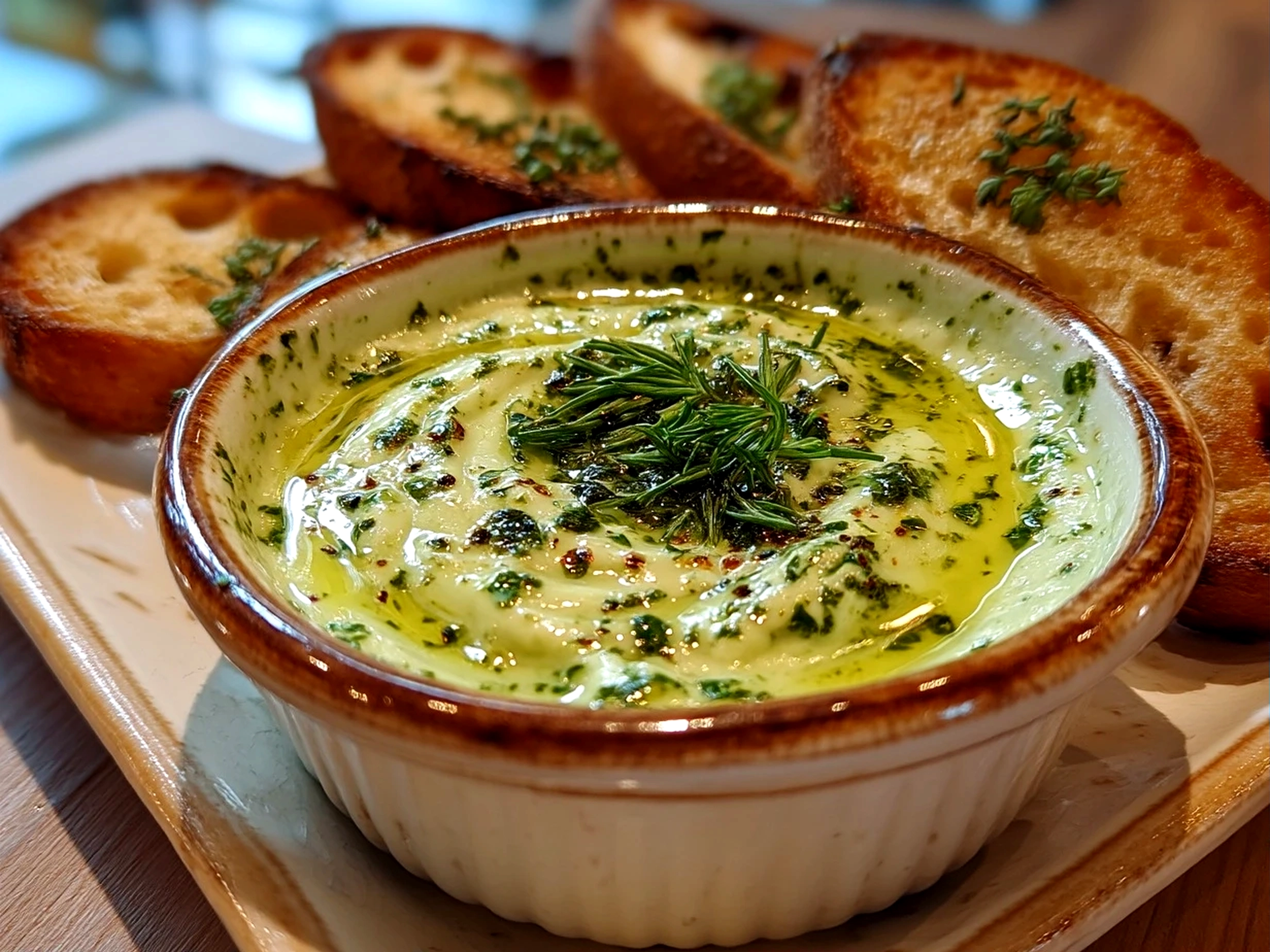 Slight angle close up of finished Creamy Pesto Aioli