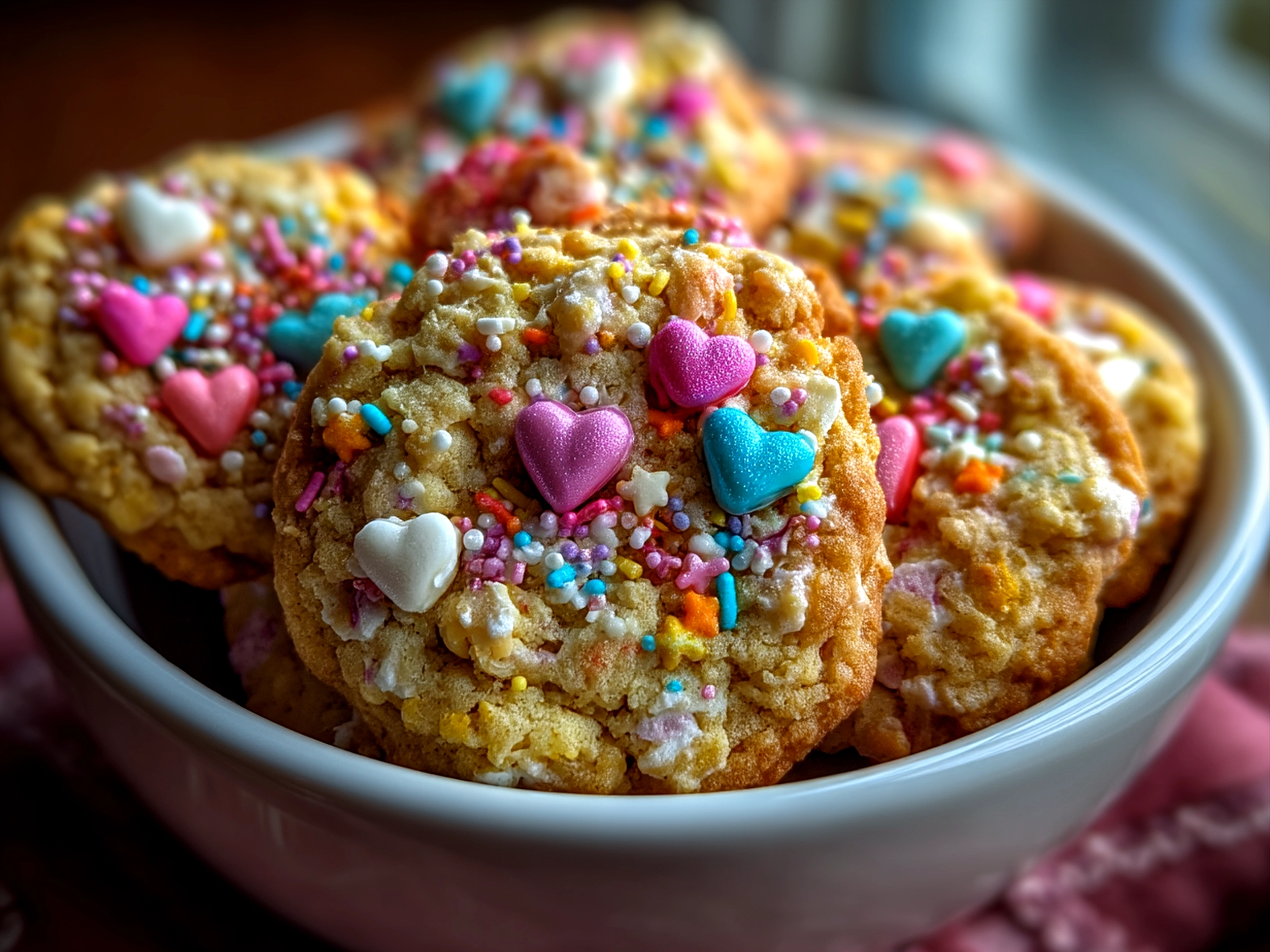 Valentine Cookies Oatmeal Bowl served with fresh berries and toppings