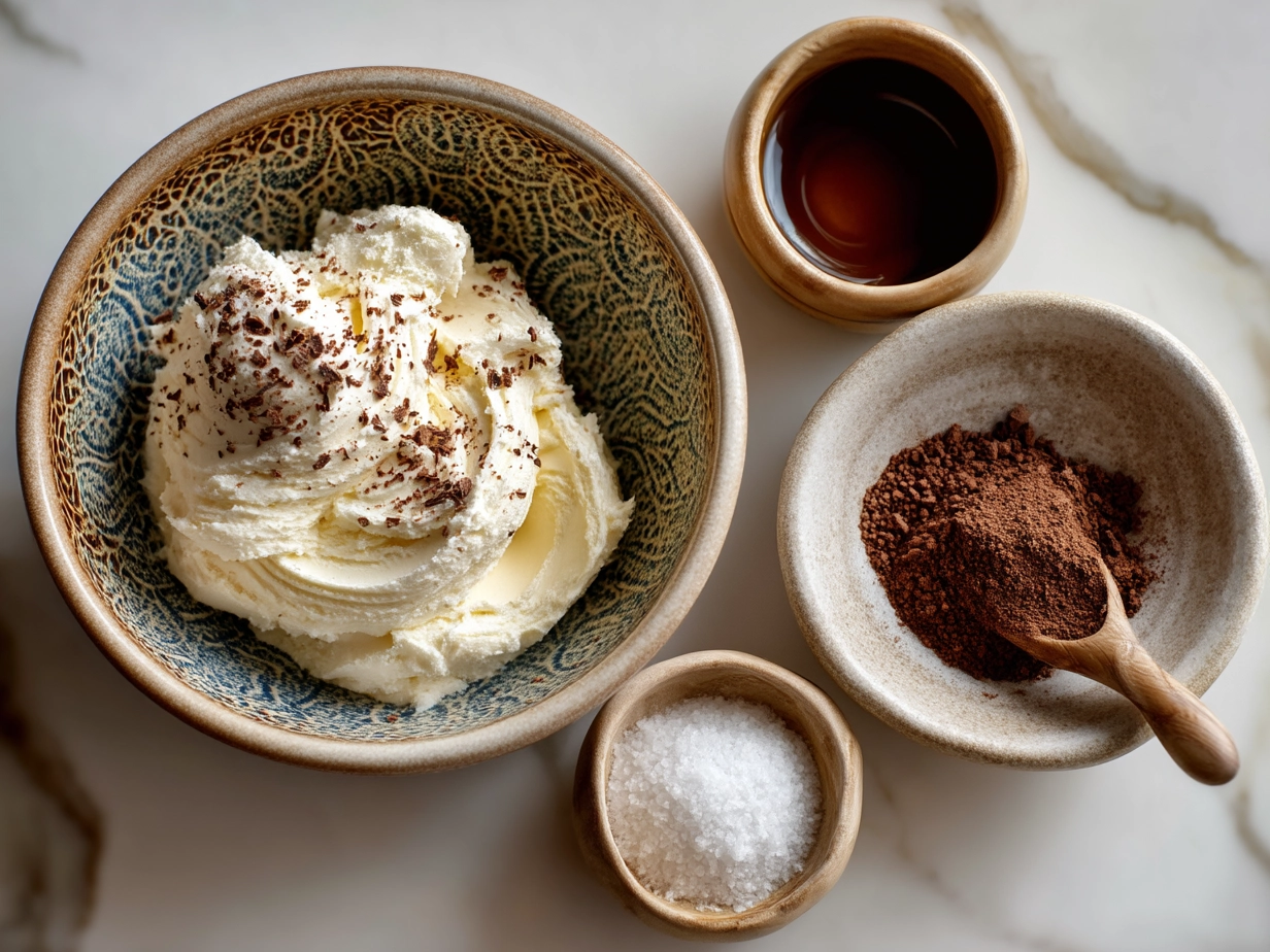 Ingredients for Valentines Cakes Nice Cream Bowl displayed on kitchen counter